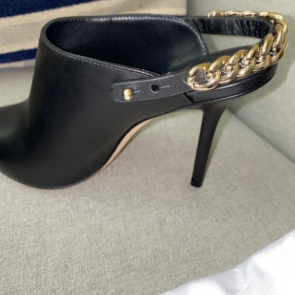 FINAL SALE Jimmy Choo Lexx 100 Black/gold Leather heeled Mules NWT size 7 - Picture 8 of 14